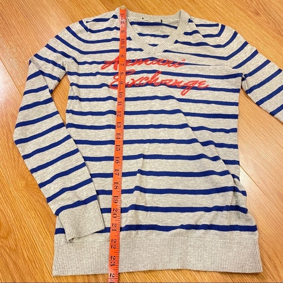A/X Armani Exchange Y2K Sequin Striped Sweater Grey Blue - Picture 12 of 13